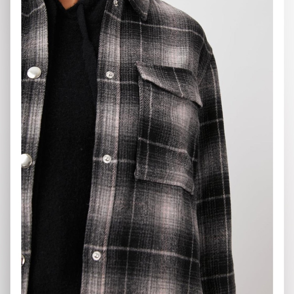 Rails Turner Fleece, Button, Shirt Jacket, shacket, Ash Pearl Gray, Size Medium - Picture 8 of 8